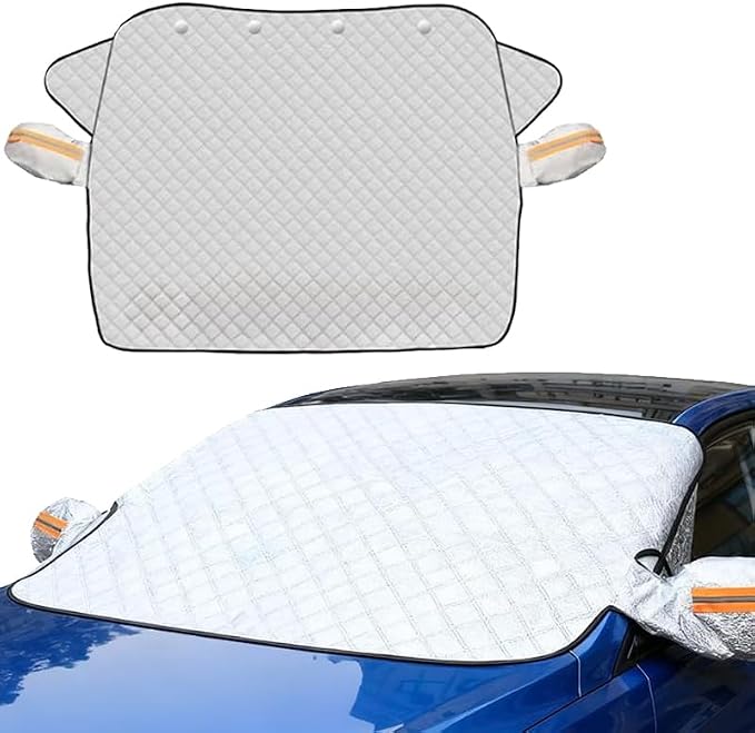 Windshield Cover for Winter Ice/Snow/Frost, Heavy Duty Thick Protective Windscreen Cover, Snow Ice Frost Dust Water Resistent, Heat Car Windshield Snow Cover (58inch*46inch)