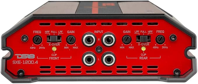 SXE-1200.4/RD Car Amplifier Stereo Full-Range Class A/B 4-Channel 60x4 RMS @4 OHM 1200 Watts - Powerful and Compact Amp for Speakers in Car Audio System