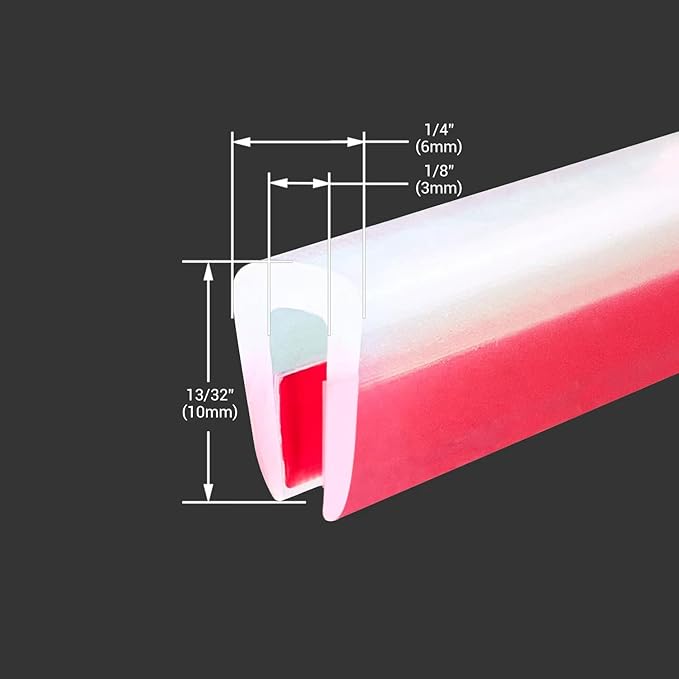 Clear Rubber Edge Trim, Self-Adhesive Transparent Edge Protector for Sheet Metal, Glasses or Flexi Glasses, Flexible Silicone Rubber Material, Fit 1/8"(3mm), U Channel Edge Guard