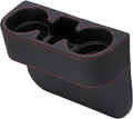 YoRise Car Cup Holder, PU Leather Automotive Cup Drink Holder, Car Seat Gap Filler Storage Box, Multifunctional Front Seat Organizer, Cell Mobile Phone Holder, Coin Bucket (Black)