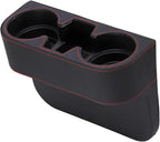YoRise Car Cup Holder, PU Leather Automotive Cup Drink Holder, Car Seat Gap Filler Storage Box, Multifunctional Front Seat Organizer, Cell Mobile Phone Holder, Coin Bucket (Black)