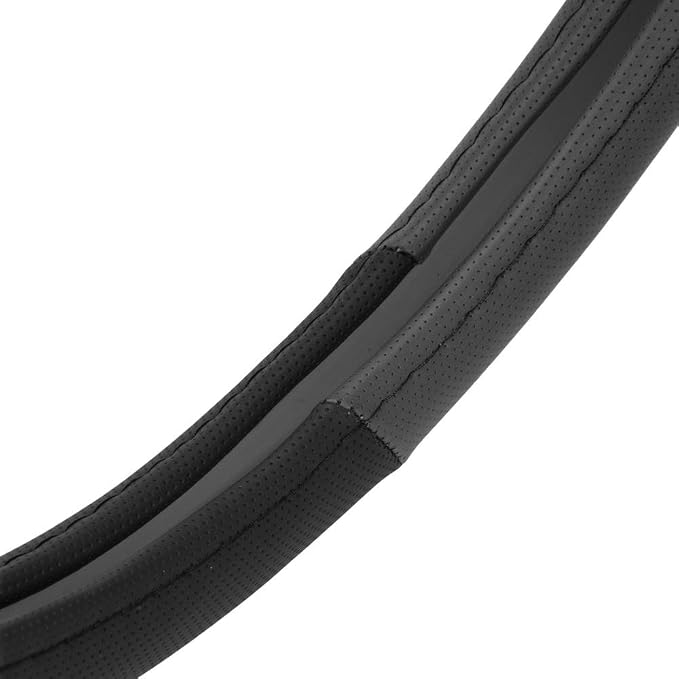 Sporty Two Tone Ergonomic Grip Steering Wheel Cover - Plush Leather Grip for Standard Size Wheels 14.5-15 inch Gray/Black
