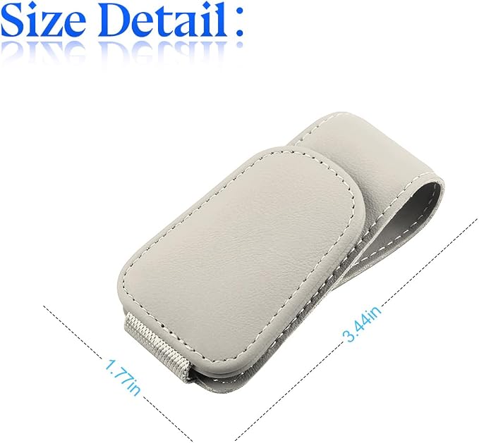 Sunglasses Holder for Car Sun Visor, 2 PCS Magnetic Leather Eyeglass Hanger, Sun Glasses Mount Clip on Visors, Ticket Card Cash Organizer, Auto Interior Accessories (Light Beige)