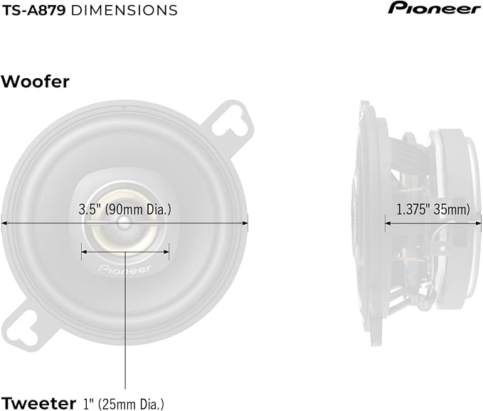A-Series Plus TS-A879 3.5” 2-Way Speakers (Pair) – 100W RMS, 450W Max, Balanced Sound + Smooth Treble, Great Stock Replacement, Easy Installation