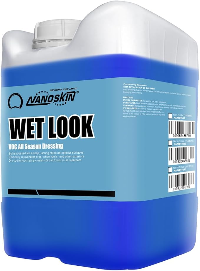 WET LOOK All Season Dressing 5 Gallons -Exterior Rubber & Plastic Solvent Based Dressing for Car Detailing | Produces a Deep, Rich, Long lasting shine | Safe For Cars Trucks, Motorcycles, RV