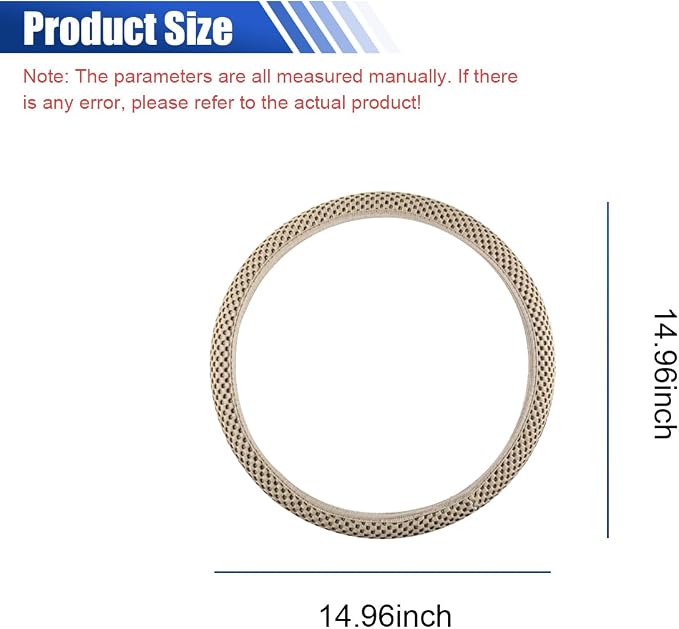 Elastic Stretch Steering Wheel Cover, 15" Breathable Microfiber Ice Silk Steering Wheel Protector, Universal Anti-Slip Car Warm in Winter&Cool in Summer Accessories for Men Women (Beige)