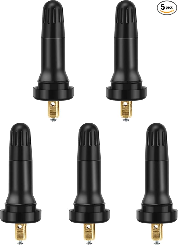 5 Pcs TPMS 20008 Rubber Valve Stems - Snap-in Replacement Valve Stems for TPMS Sensors, Fits 0.453" Rim Hole for Cars, Trucks, SUVs