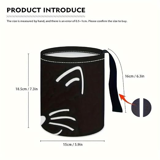 Portable Reusable Waterproof Car Trash Bin, Multipurpose Vehicle Organizer, Road Trip Essentials, Polyester Canvas Material (Black Cat)