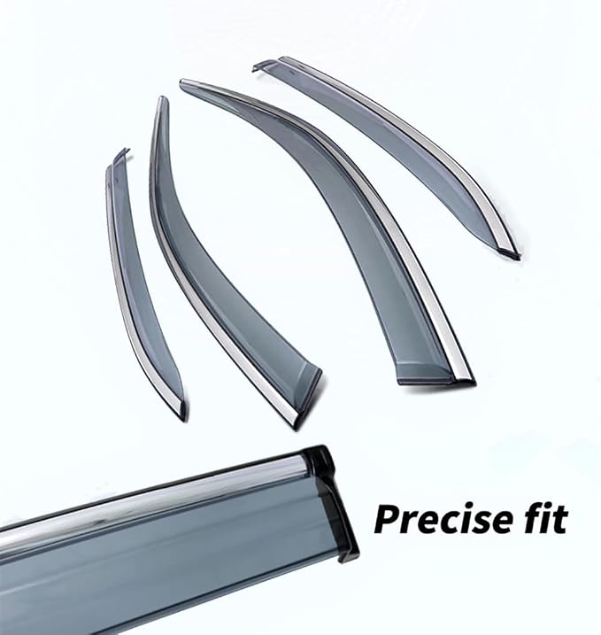 4Pcs for Toyota Camry 2012-2017 Window Visor Rain Guard Deflector Chrome Trim Smoke