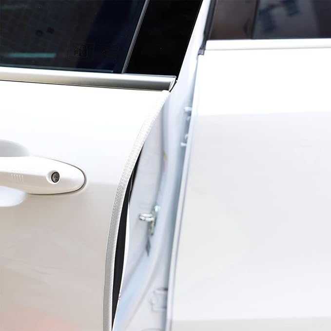 Fekey&JF Car Door Edge Guards, 10FT U-Shape Rubber Seal, Universal Automotive Door Protector, No Glue Required, White