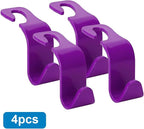 Car Seat Headrest Hook, 4PCS Vehicle Seat Back Hanger Storage Organizer for Purse Bag Coat, Auto Interior Hanging Holder Organization Accessories, Universal for SUV Sedan Truck (Purple)
