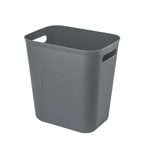 Plastic Small Bathroom Trash Can Wastebasket, 3.5 Gallon, Dark Grey | Compact Sturdy Garbage Can for Bathroom, Laundry Room, Kitchen, Office, Kids Room, Dorm, Durable, Easy to Clean