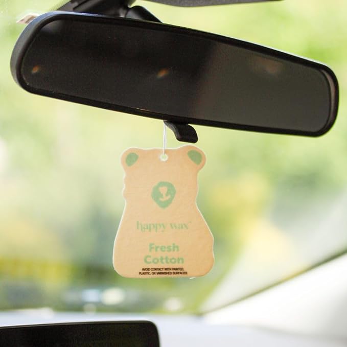 Fresh Cotton Hanging Car Cub Air Freshener - Scented and Infused with Natural Essential Oils - Cute 4-Pack