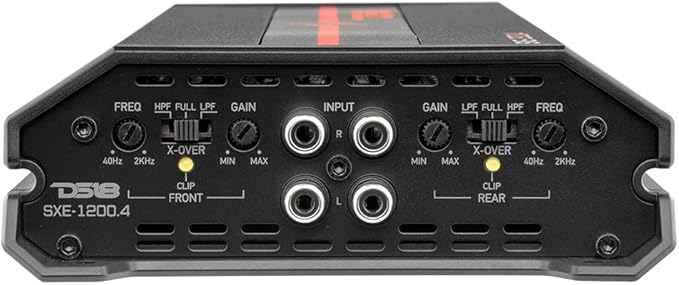SXE-1200.4/BK Car Amplifier Stereo Full-Range Class A/B 4-Channel 60x4 RMS @4 OHM 1200 Watts - Powerful and Compact Amp for Speakers in Car Audio System