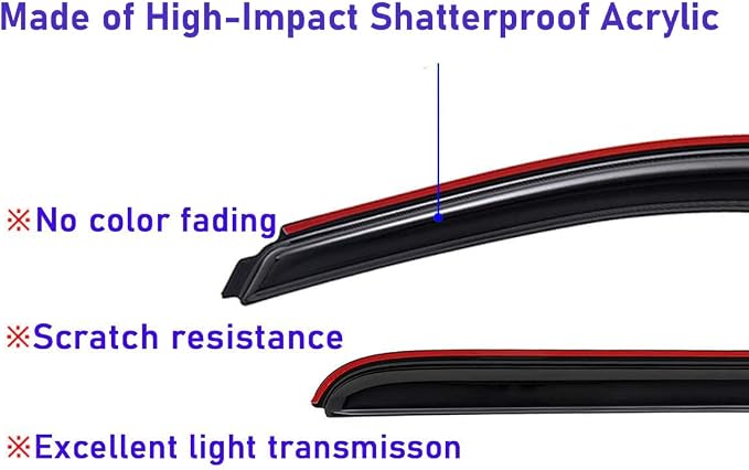 Extra Durable Clip-on in-Channel Auto Vent Window Visor, Fits 2014-2023 Jeep Cherokee, UV Protection Rain Guard, Original Wind Deflector, No-Drill Easy Install, Dark Smoke, 4-Pcs