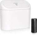 Car Trash Can with Lid, Vehicle Dustbin Garbage Organizer Holder with One Roll Bag, Mini Leakproof Storage Bin for Auto, SUV, Office (White)