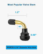 5pcs PVR70 Valve Stems Bent 90 Degree Angled Snap-in Rubber Base for Motorcycle, ATV