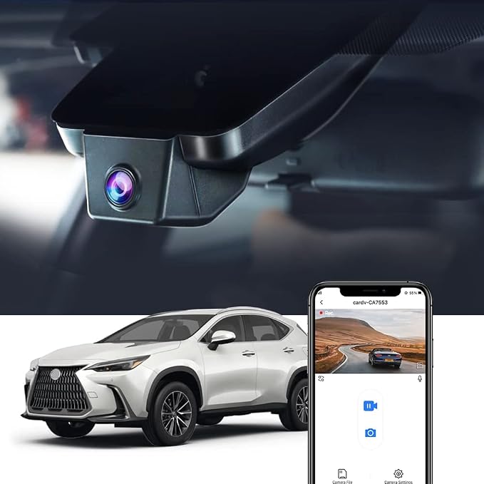 4K Dash Cam Suitable for Lexus NX 2022-2026 & NX Hybrid NX350 250 350h 450h, OEM Factory Look, 2160P UHD Video, Built-in WiFi & APP, Loop Recording, Gravity Sensor, Plug & Play, 64GB Card