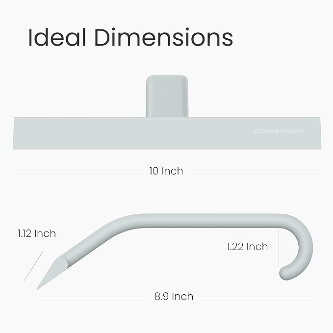 JustHang Shower Squeegee for Glass Doors, All-One-Piece Award-Winning Silicone Squeegee with Built-in Hook for Bathroom, Window, Mirror, Tile Wall,Car, Streak-Free Cleaner,10-Inch Sage Green
