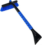 26" Snow Brush & Ice Scraper for Car Windshield and Window | 2 - in - 1 Winter Tool with Premium Bristles for Cars/SUVs/Trucks — Rotating Head, Heavy - Duty ABS | Ergonomic Foam Grip (FrostHug Blue)