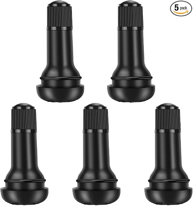 5 Pcs TR413 Rubber Snap-in Tire Valve Stems - Standard 0.453" Rim Hole Replacement for Cars, Trucks, SUVs, Trailers