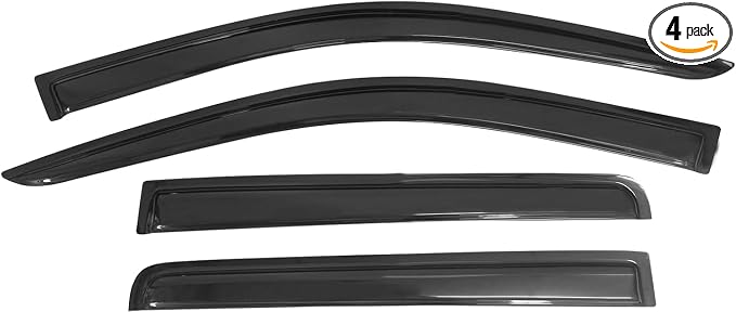 Tape On Window Visors Fits for 2007-2017 Jeep Compass, Side Auto Window Wind Deflectors, Ventshade, Rain Guards for Cars/Trucks