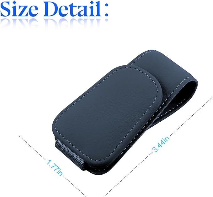 Sunglasses Holder for Car Sun Visor, Vehicle Magnetic Leather Eyeglass Hanger, Sun Glasses Mount Clip on Visors, Ticket Card Cash Organizer, Auto Interior Accessories (Blue, 1 PCS)