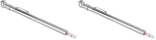 S-921 Pencil Tire Pressure Gauge, Passenger Car, with Built-in Deflator Valve, Durable Plated Brass, Pressure Measured in PSI & kPa (Pack of 2)