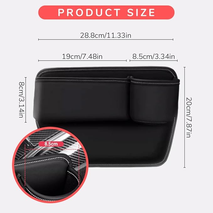 Car Leather Cup Holder Gap Bag,2025 Upgrade Car Storage Box with Cup Holder,Seat Storage Box Gap Filler Organizer for Glasses Phone Keys and Cards (Beige, Passenger Seat)