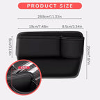 Car Leather Cup Holder Gap Bag,2025 Upgrade Car Storage Box with Cup Holder,Seat Storage Box Gap Filler Organizer for Glasses Phone Keys and Cards (Black, Passenger Seat)