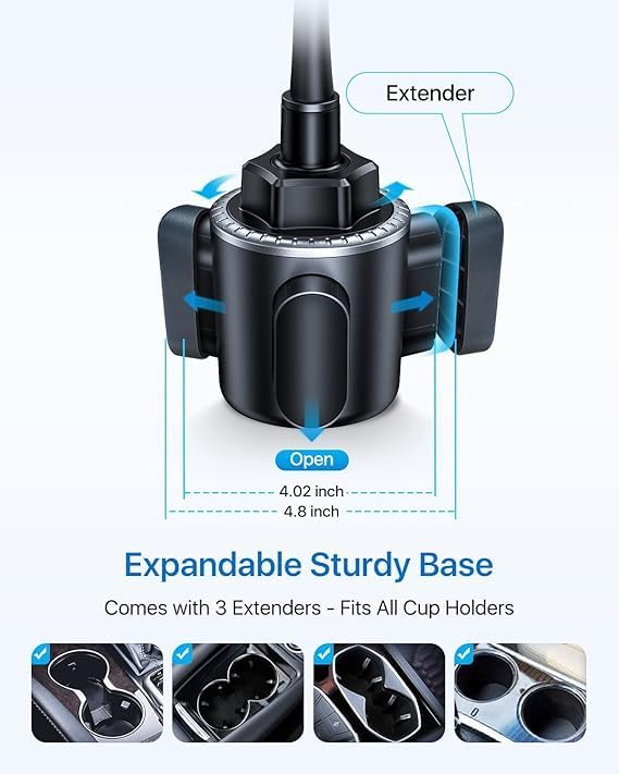 Military-Grade Cup Holder Phone Holder, [Ultra Sturdy & 360° Adjustable] Gooseneck Cup Phone Holders for Your Car Truck, Super Durable Car Phone Mount for iPhone 17 16 15 14 Pro Max/Samsung