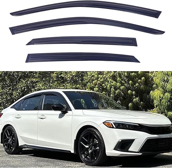 Outside Mount Window Visors Rain Guards for 2022-2026 Honda Civic Sedan - 4PCS Smoke Tint Side Window Deflectors, Easy Tape-On Installation, Weather Protection & Reduce Wind Noise,Car Accessories