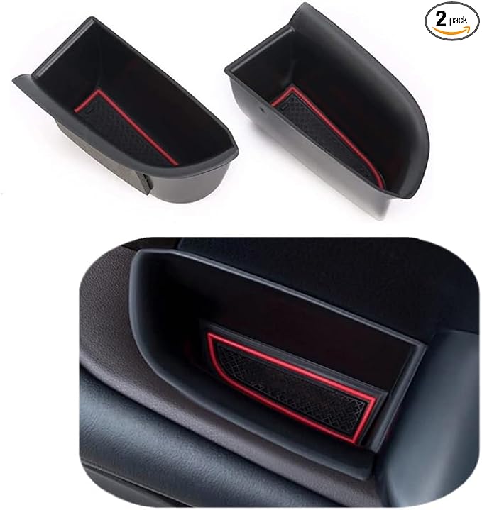Front Row Door Oragnizer Compatible with Toyota Highlander 2014 2015 2016 2017 2018 2019 Armrest Phone Container Door Handle Pocket ABS Grab Tray Insert Glove Pallet