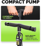 Bike Pump Floor Pressure Gauge, Advanced Bike Tire Inflator, Bicycle Hand Air Pump with Dual Presta and Schrader Valves, Handheld Bike Pump, Suitable for Road and Mountain Bikes, Baby Stroller, Balls