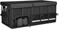 Trunk Organizer with Dedicated Shoe Compartment, Foldable Car Storage Organizer for SUV Sedan, Sturdy Automotive Organizer for Car Accessories Tools Sundries Black (X-Large)