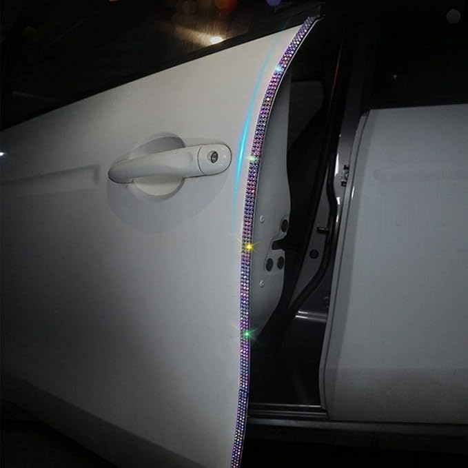 Door Edge Anti-Scratch Sticker Door Crash Bumper Crystal Bling Protection Tape Rubber Strip Sticker,Car Door Protector,Car Door Guard,Car Door Protection,90cm/35.4" Each One,4Pack/Set,Multicolor