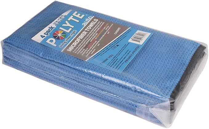 Elite Microfiber Drying Towel (16x24, 4 Pack, Waffle, Blue)