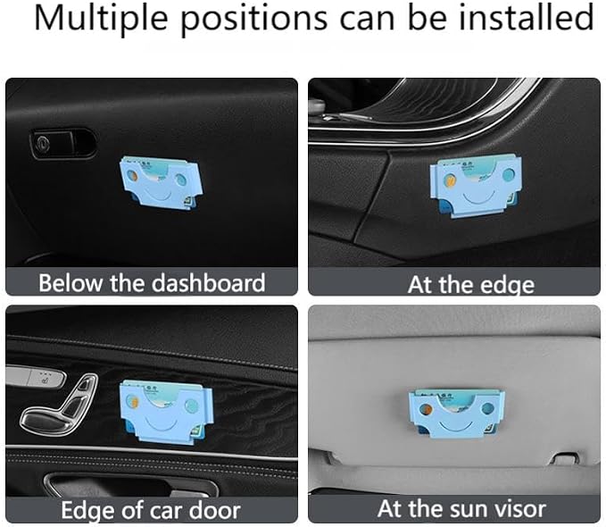 Car Dashboard Card Holder (10x5.9x5.6cm) - Minimalist Sun Visor & Door Clip Organizer for Credit Cards, Banknotes, Toll Tickets - Non-Slip ABS Wallet with Quick Access