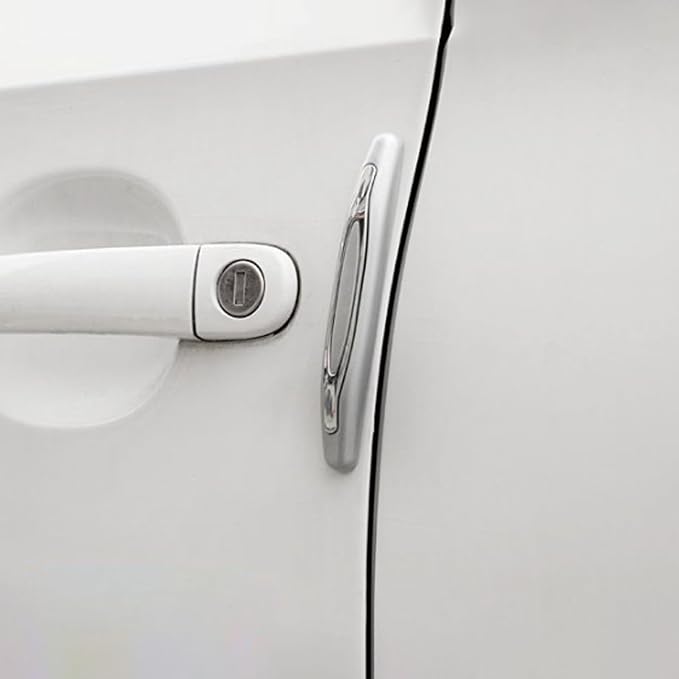 4PCS Car Door Edge Guards, Auto Side Door Protector Car Door Self Adhesive Anti-Collision Trim Strip, Universal Car Body Anti-Scratch Bumper Guard for Car SUV Truck (Silver)