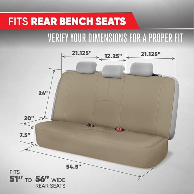 SpillGuard Waterproof Rear Bench Car Seat Cover, Black Stitching – Split Bench Rear Seat Protector with Neoprene Padding, Back Seat Cover for Kids & Dogs, Car Interior Covers