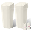 Car Trash Can with Lid - 2 Packs Mini Car Garbage Can Bin for Cup Holder - Beige Small Leakproof Vehicle Trash Bin for Back Seat, Cute Automotive Accessories Organizers and Storage for Door SUV Truck