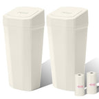 Car Trash Can with Lid - 2 Packs Mini Car Garbage Can Bin for Cup Holder - Beige Small Leakproof Vehicle Trash Bin for Back Seat, Cute Automotive Accessories Organizers and Storage for Door SUV Truck