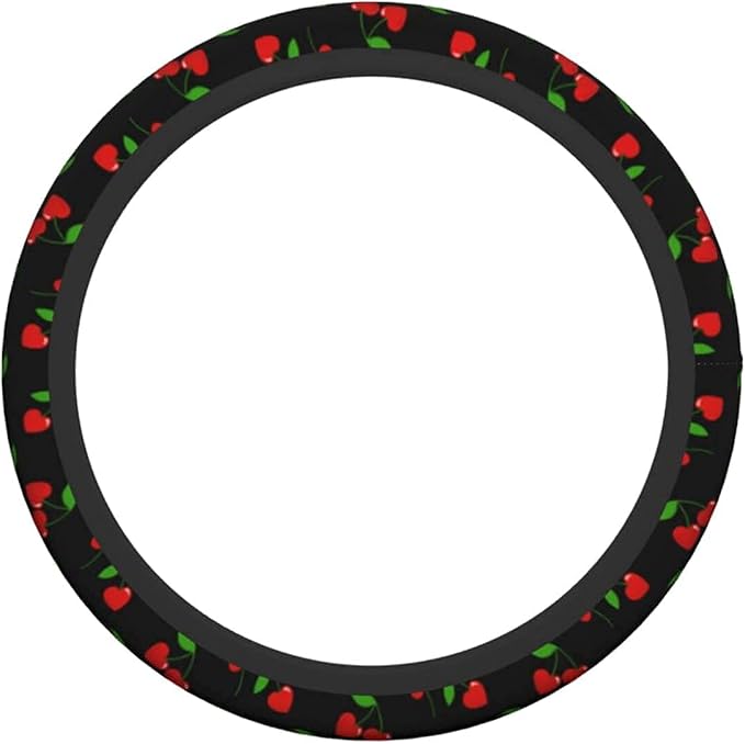 Red Hearts Cherry Steering Wheel Covers Non Slip Neoprene Steering Wheel Protector Universal 15 inch for Men Women Car Trucks