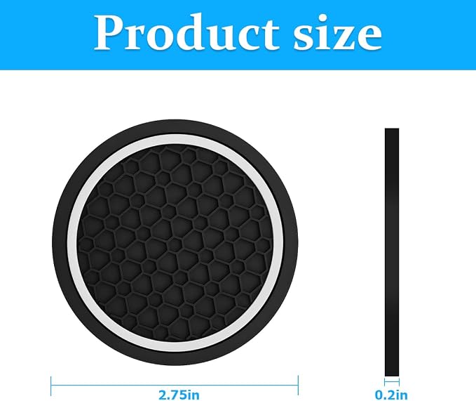 Mandark 4PCS Car Cup Holder Coasters, 2.75 Inch Non-Slip Insert Water Bottle Holder Pads, Dustproof Automotive Interior Accessories Mat, Universal for Vehicles, Trucks, RVs and More（Black/White）