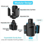 Car Cup Holder Expander, Cup Holder Extender Adapter with Expandable Arm and Offset Adjustable Base