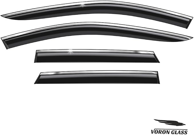 Voron Glass Chrome Trim Tape-on Extra Durable Rain Guards for Hyundai Santa Cruz 2022-2026, Window Deflectors, Vent Window Visors, 4 Pieces - 100586