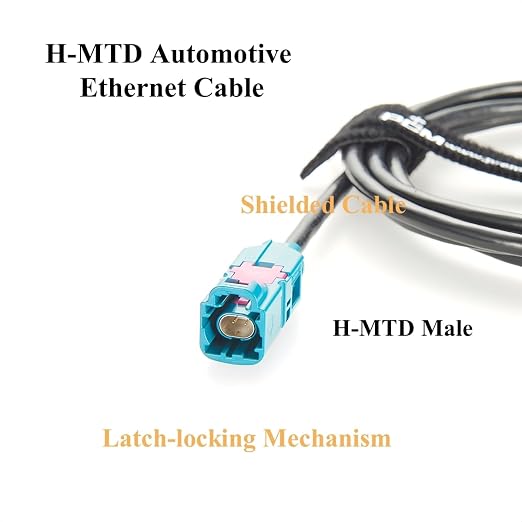 Rosenberger E6S10A-1CAZ5-Z to E6K10A-1CAZ5-Z H-MTD Automotive Ethernet Cable 10Gbps 100/1000BASE-T1 H-MTD Z Code Male to Female Extension Cable for ADAS, ECU, Robotaxi, In-Vehicle Network(1.5M/4.92FT)