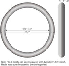 Leather Large Steering Wheel Cover 15 1/2 to 16 inch Soft Grip Breathable for Car Truck SUV Jeep Anti Slip Black and Gray