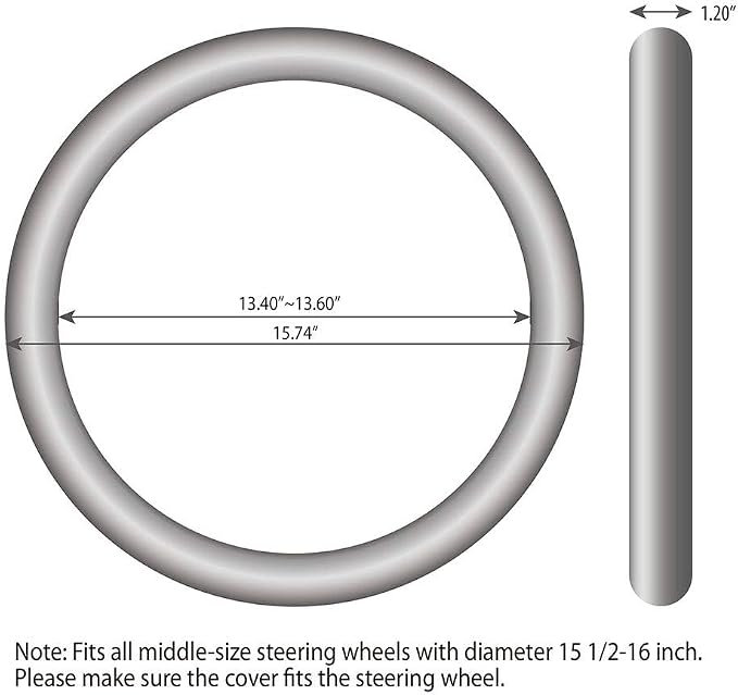 Leather Large Steering Wheel Cover 15 1/2 to 16 inch Soft Grip Breathable for Car Truck SUV Jeep Anti Slip Black and Gray