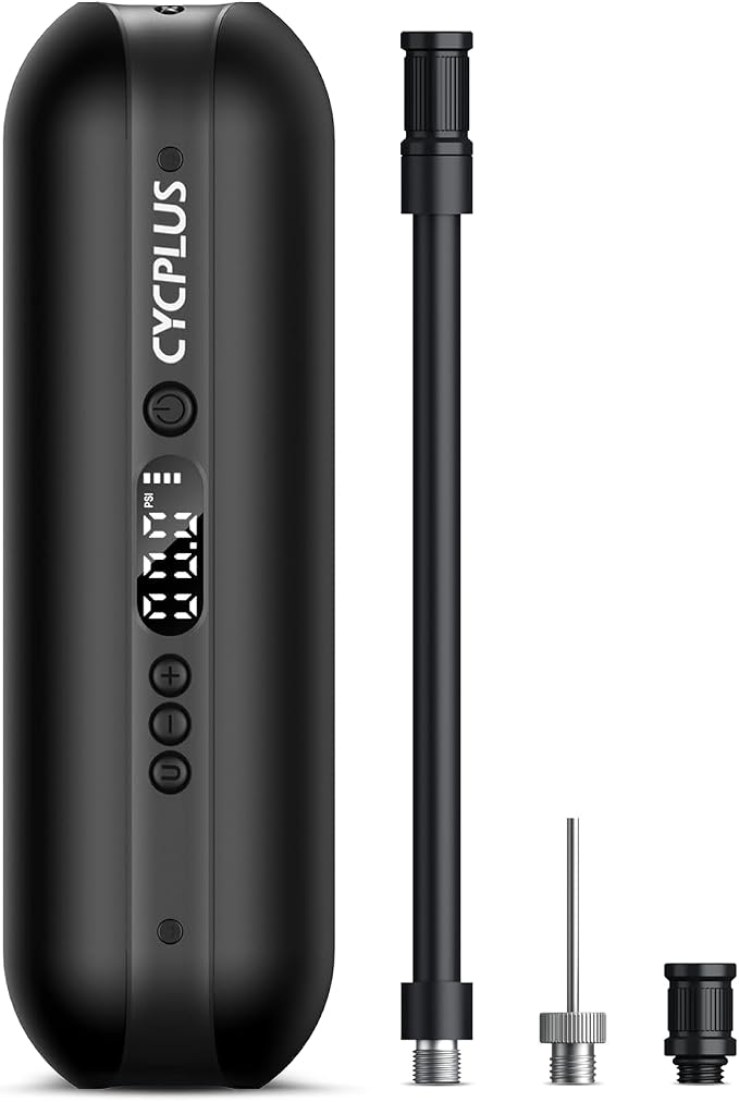 Electric Air Compressor Portable Bicycle Pump Car Tire Inflator, Max 150 PSI, Auto Shut-Off Air Pump with Presta and Schrader Valves for All Bicycles Motorcycles and Cars